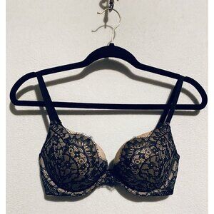 Victorias Secret Bra Womens 32D Very Sexy Push Up Black Lace Underwire Padded